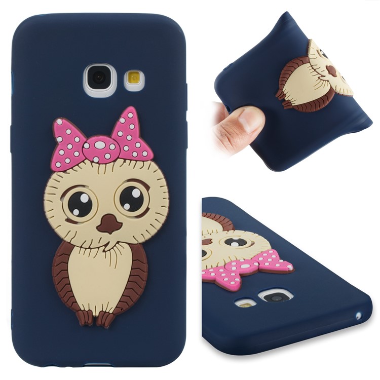 Cute 3D Female Owl Patterned TPU Phone Accessory Case for Samsung Galaxy A3 (2017) - Dark Blue-1