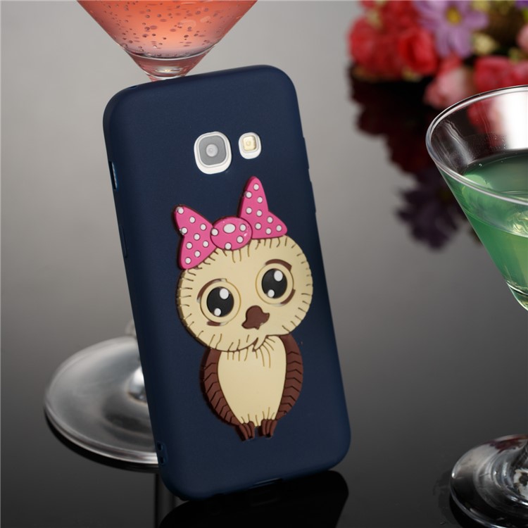 Cute 3D Female Owl Patterned TPU Phone Accessory Case for Samsung Galaxy A3 (2017) - Dark Blue-3