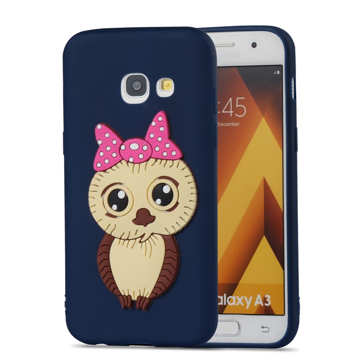 Cute 3D Female Owl Patterned TPU Phone Accessory Case for Samsung Galaxy A3 (2017) - Dark Blue-4