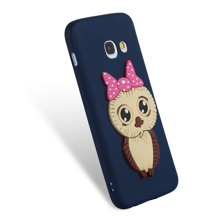 Cute 3D Female Owl Patterned TPU Phone Accessory Case for Samsung Galaxy A3 (2017) - Dark Blue-5