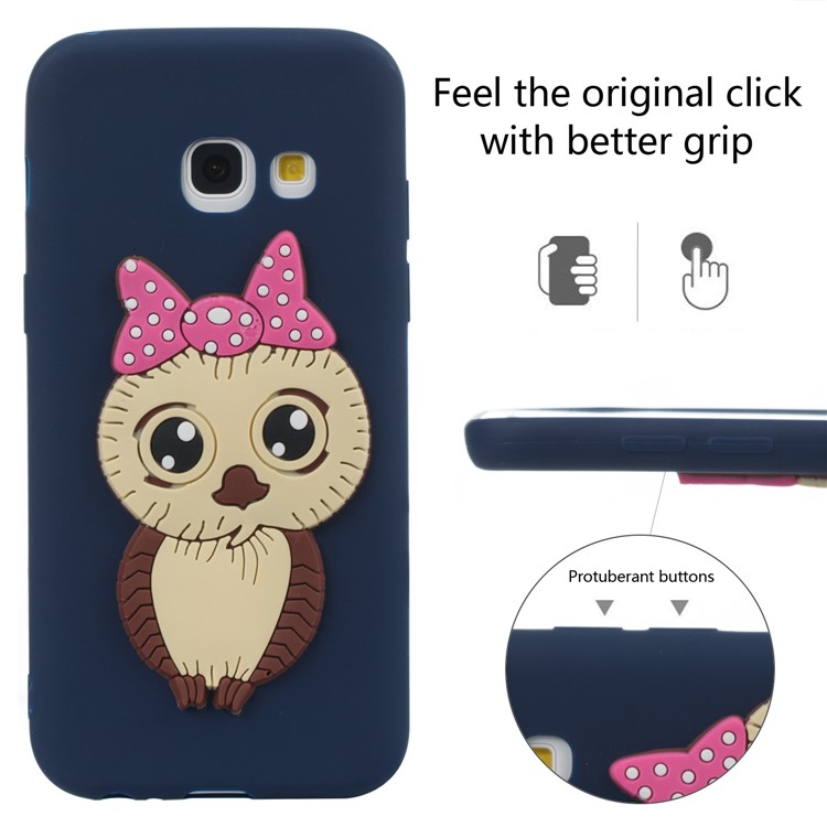 Cute 3D Female Owl Patterned TPU Phone Accessory Case for Samsung Galaxy A3 (2017) - Dark Blue-6