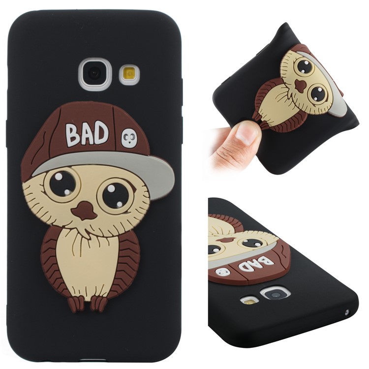 Cute Male Owl Pattern TPU Phone Case for Samsung Galaxy A3 (2017) - Black-1