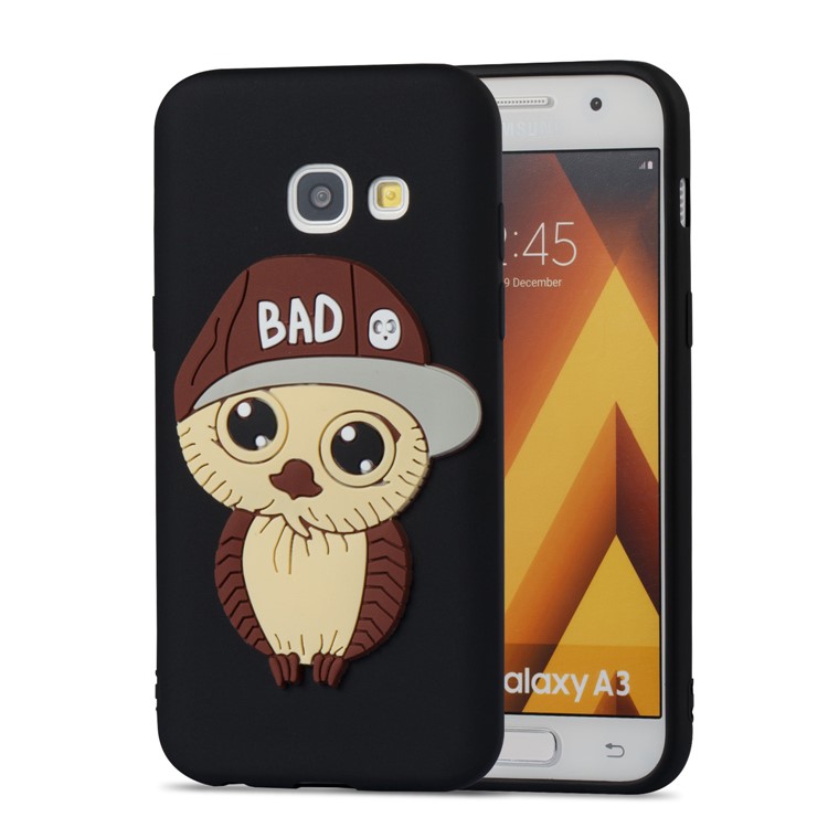 Cute Male Owl Pattern TPU Phone Case for Samsung Galaxy A3 (2017) - Black-4
