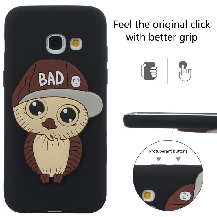 Cute Male Owl Pattern TPU Phone Case for Samsung Galaxy A3 (2017) - Black-6