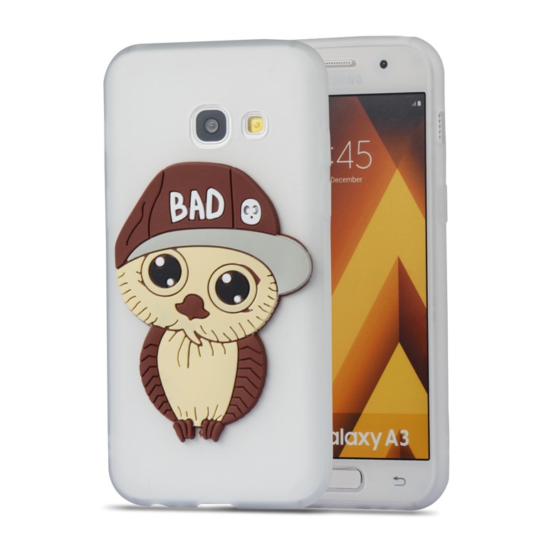 Cute Male Owl Pattern TPU Phone Shell for Samsung Galaxy A3 (2017) - White-7