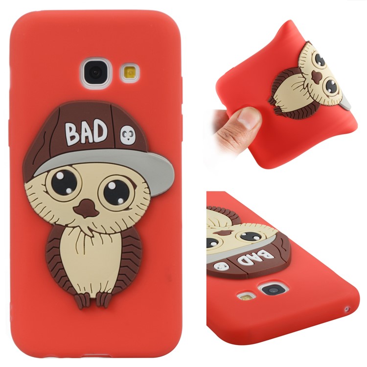 Cute Male Owl Pattern TPU Phone Cover for Samsung Galaxy A3 (2017) - Red-1