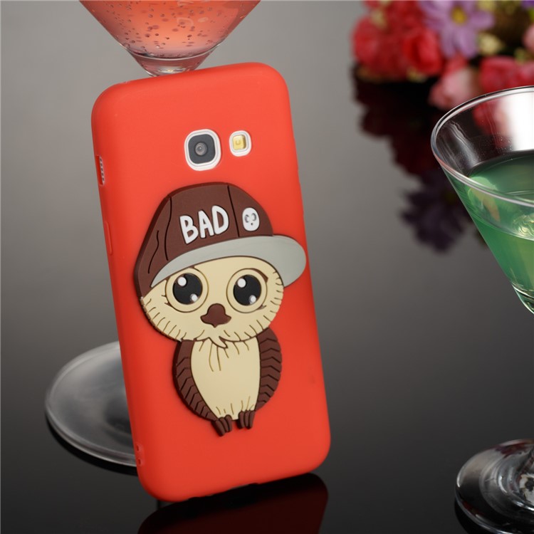 Cute Male Owl Pattern TPU Phone Cover for Samsung Galaxy A3 (2017) - Red-3