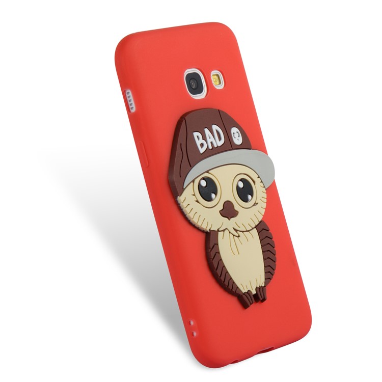 Cute Male Owl Pattern TPU Phone Cover for Samsung Galaxy A3 (2017) - Red-5