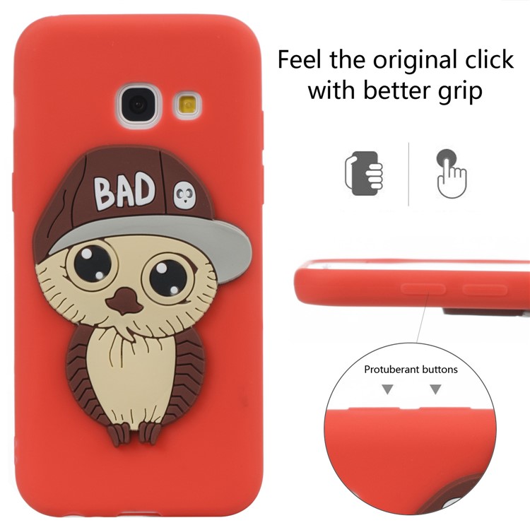 Cute Male Owl Pattern TPU Phone Cover for Samsung Galaxy A3 (2017) - Red-6
