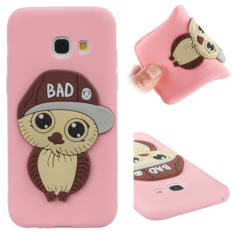 Cute Male Owl Pattern TPU Phone Casing for Samsung Galaxy A3 (2017) - Pink-1