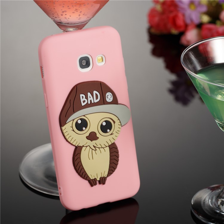 Cute Male Owl Pattern TPU Phone Casing for Samsung Galaxy A3 (2017) - Pink-3