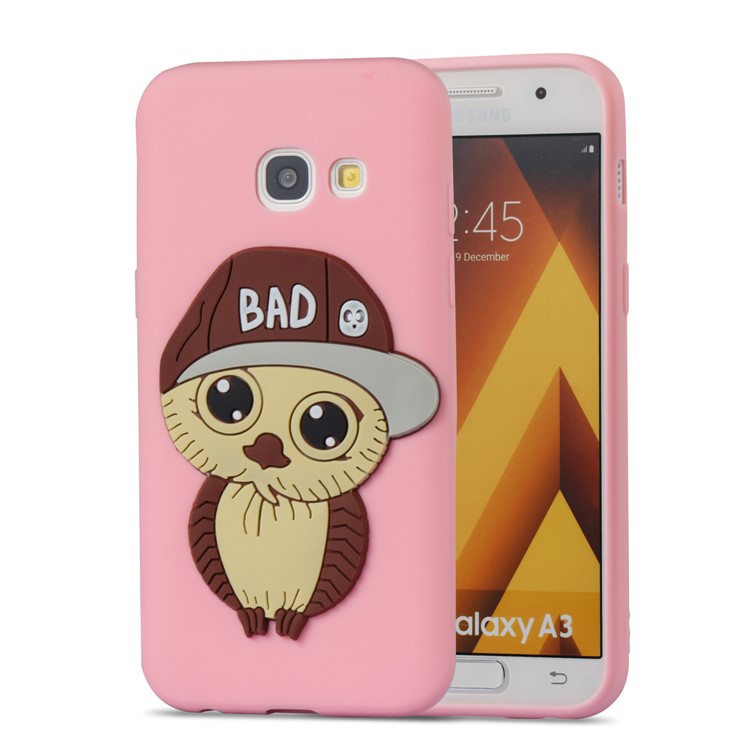 Cute Male Owl Pattern TPU Phone Casing for Samsung Galaxy A3 (2017) - Pink-4
