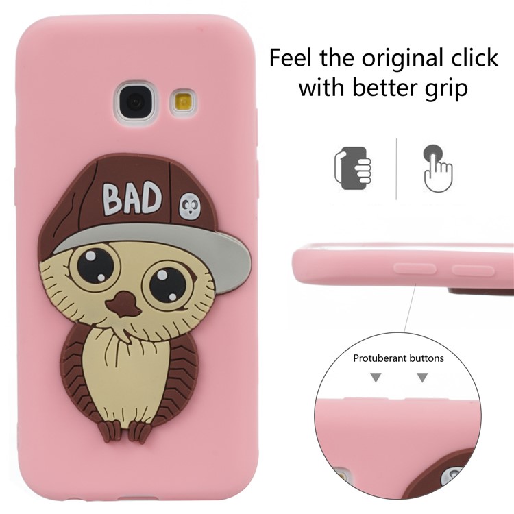 Cute Male Owl Pattern TPU Phone Casing for Samsung Galaxy A3 (2017) - Pink-6