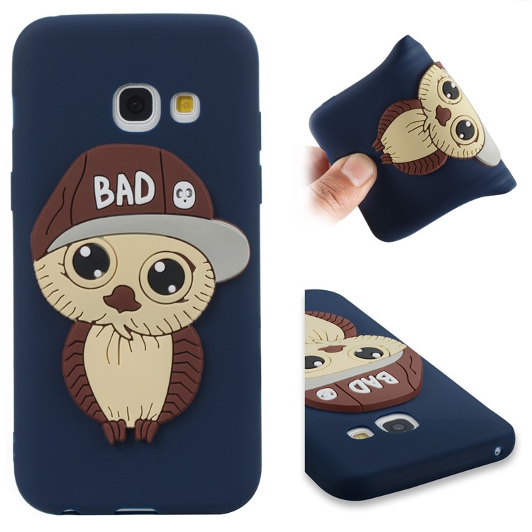 Cute Male Owl Pattern TPU Phone Protection Shell for Samsung Galaxy A3 (2017) - Dark Blue-1