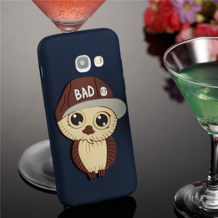 Cute Male Owl Pattern TPU Phone Protection Shell for Samsung Galaxy A3 (2017) - Dark Blue-3