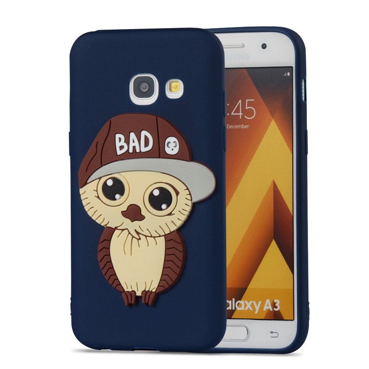 Cute Male Owl Pattern TPU Phone Protection Shell for Samsung Galaxy A3 (2017) - Dark Blue-4