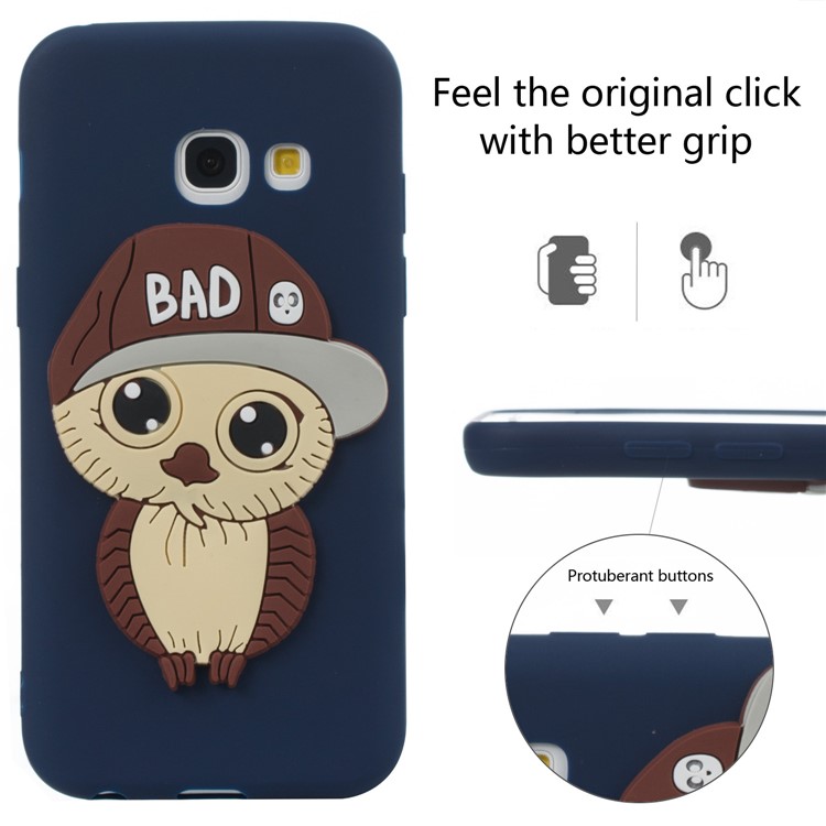Cute Male Owl Pattern TPU Phone Protection Shell for Samsung Galaxy A3 (2017) - Dark Blue-6