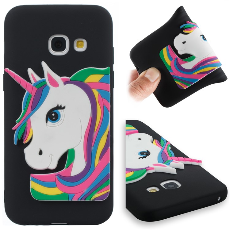 Lovely 3D Unicorn Soft TPU Cover for Samsung Galaxy A3 (2017) - Black-1