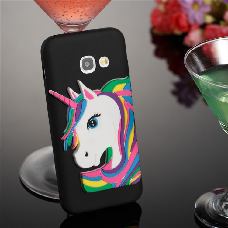 Lovely 3D Unicorn Soft TPU Cover for Samsung Galaxy A3 (2017) - Black-3