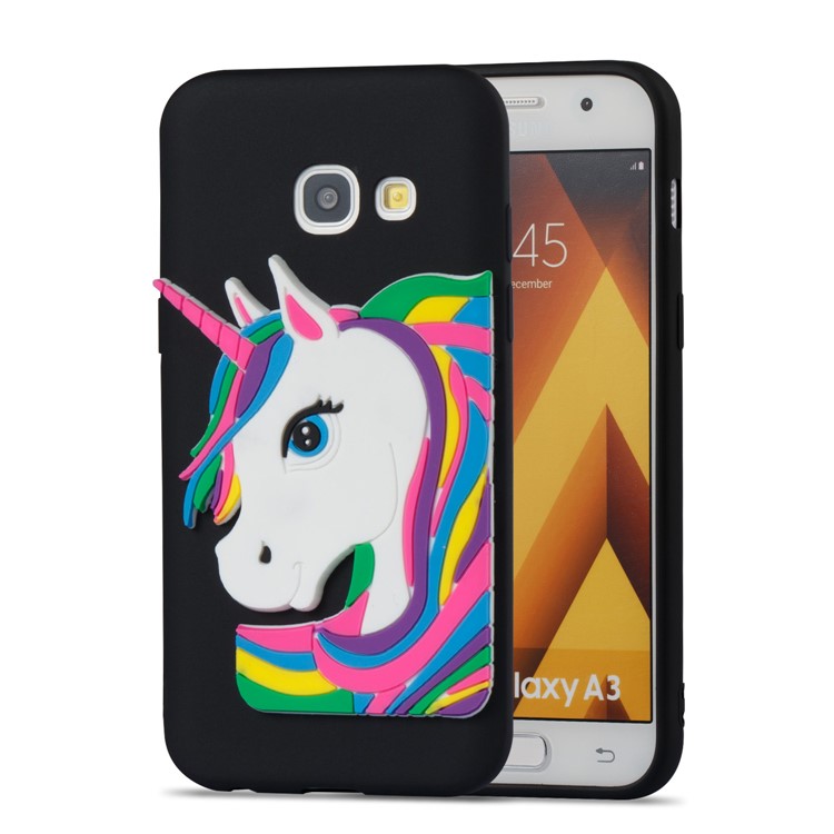 Lovely 3D Unicorn Soft TPU Cover for Samsung Galaxy A3 (2017) - Black-4