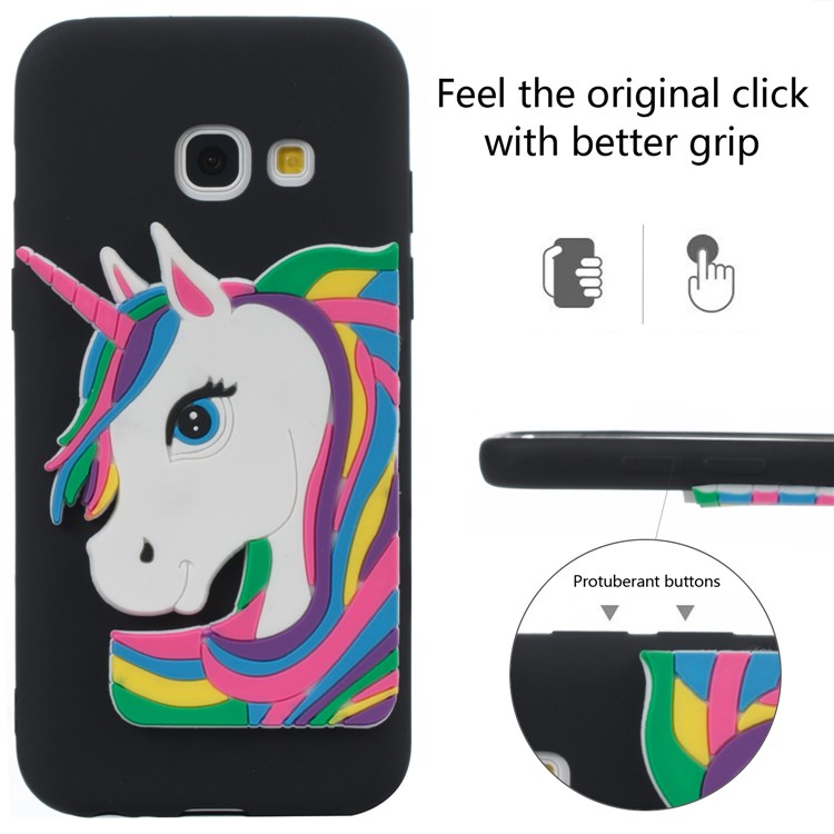 Lovely 3D Unicorn Soft TPU Cover for Samsung Galaxy A3 (2017) - Black-6