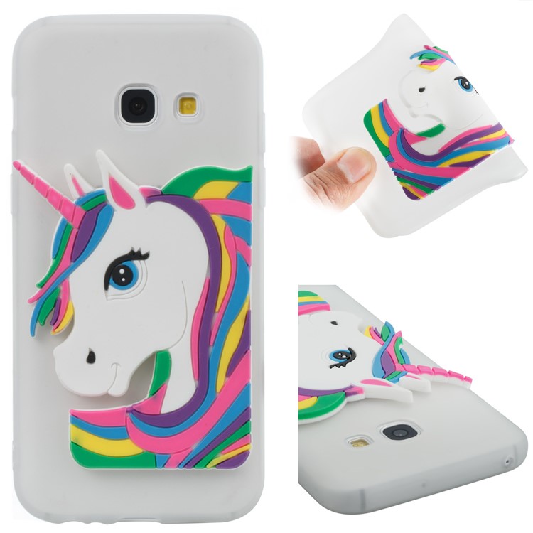 Lovely 3D Unicorn Soft TPU Case for Samsung Galaxy A3 (2017) - White-1