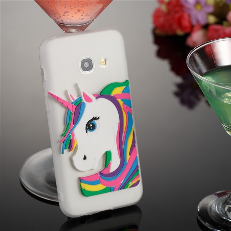 Lovely 3D Unicorn Soft TPU Case for Samsung Galaxy A3 (2017) - White-3
