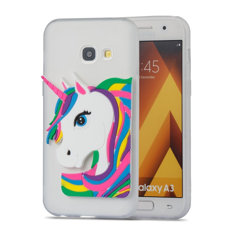 Lovely 3D Unicorn Soft TPU Case for Samsung Galaxy A3 (2017) - White-4