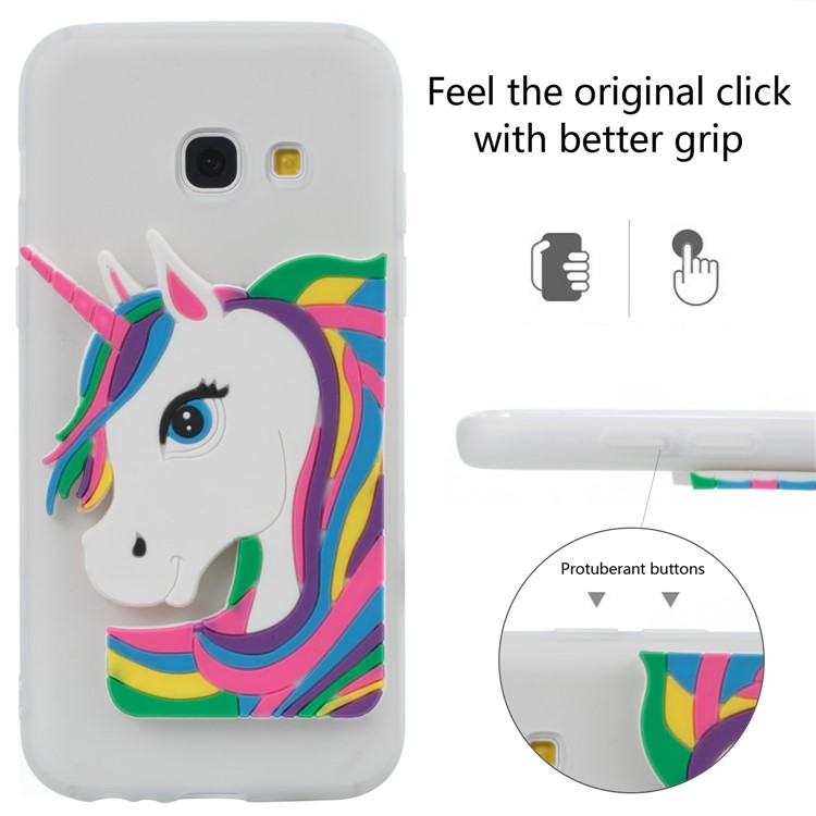 Lovely 3D Unicorn Soft TPU Case for Samsung Galaxy A3 (2017) - White-6
