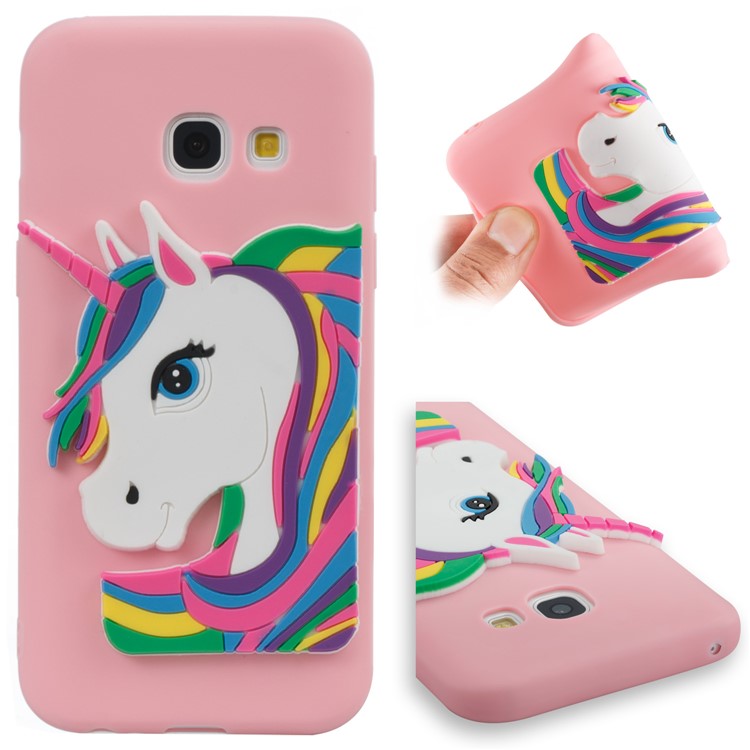 Lovely 3D Unicorn Soft TPU Phone Cover for Samsung Galaxy A3 (2017) - Pink-1