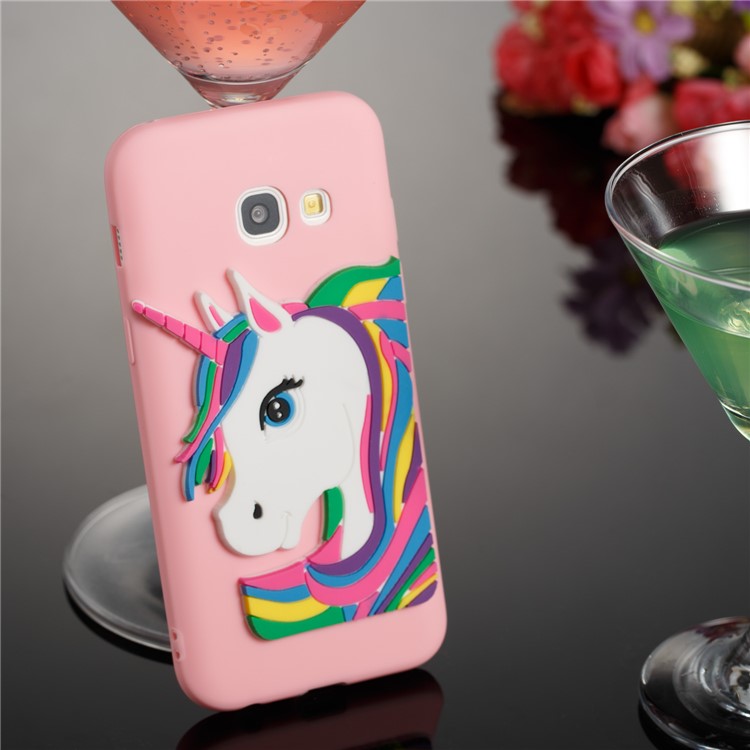 Lovely 3D Unicorn Soft TPU Phone Cover for Samsung Galaxy A3 (2017) - Pink-3
