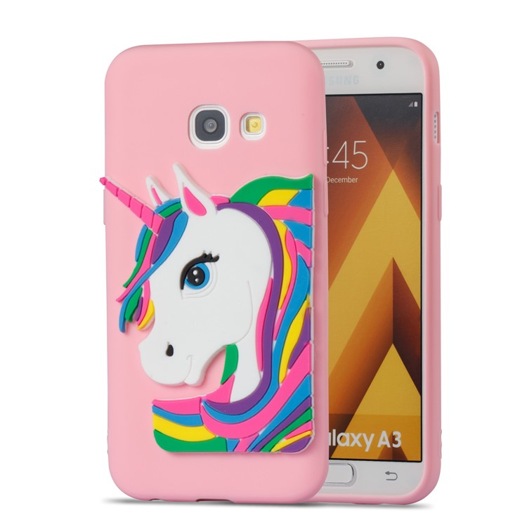 Lovely 3D Unicorn Soft TPU Phone Cover for Samsung Galaxy A3 (2017) - Pink-4