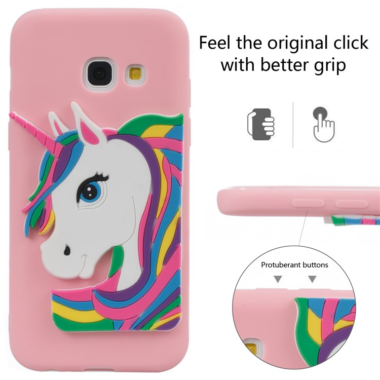 Lovely 3D Unicorn Soft TPU Phone Cover for Samsung Galaxy A3 (2017) - Pink-6