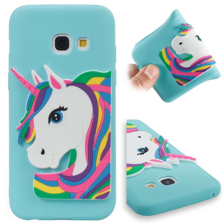 Lovely 3D Unicorn Soft TPU Mobile Shell for Samsung Galaxy A3 (2017) - Baby Blue-1