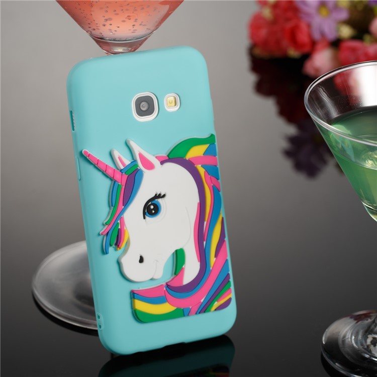 Lovely 3D Unicorn Soft TPU Mobile Shell for Samsung Galaxy A3 (2017) - Baby Blue-3