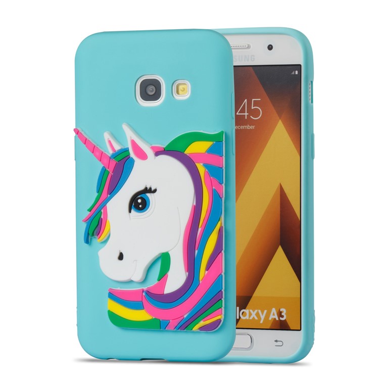 Lovely 3D Unicorn Soft TPU Mobile Shell for Samsung Galaxy A3 (2017) - Baby Blue-4