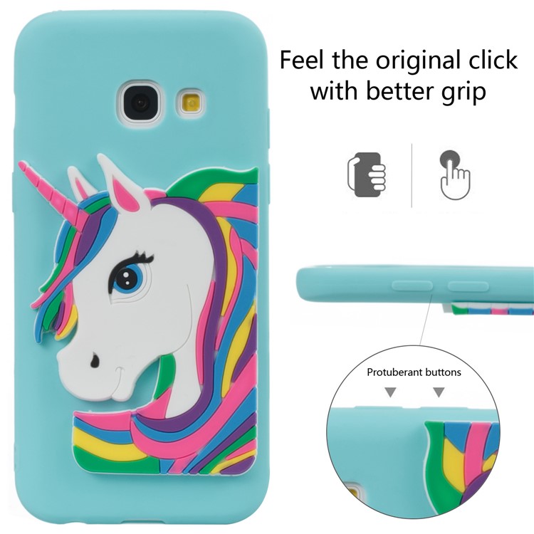Lovely 3D Unicorn Soft TPU Mobile Shell for Samsung Galaxy A3 (2017) - Baby Blue-6
