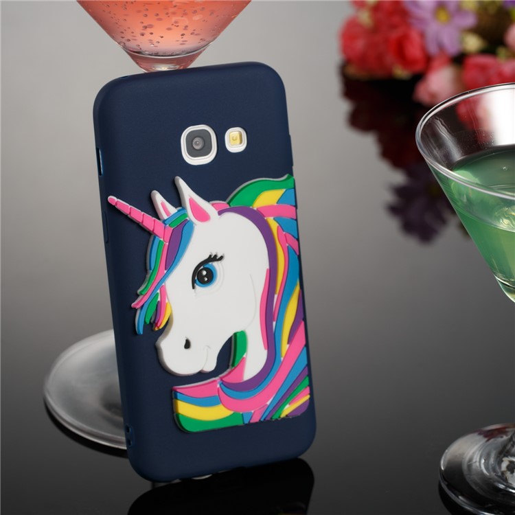 Lovely 3D Unicorn Soft TPU Cell Phone Case for Samsung Galaxy A3 (2017) - Dark Blue-3