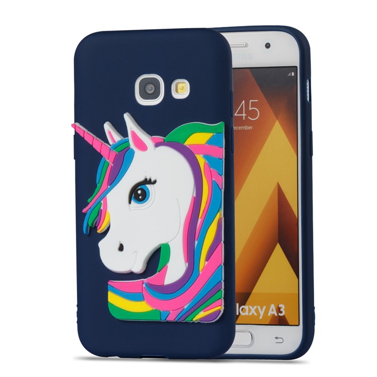Lovely 3D Unicorn Soft TPU Cell Phone Case for Samsung Galaxy A3 (2017) - Dark Blue-4