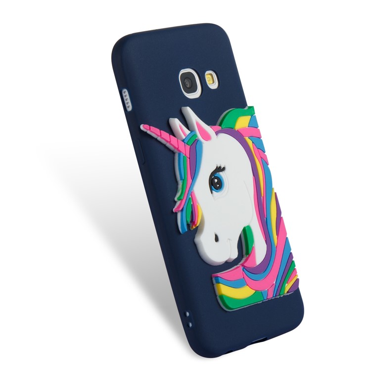 Lovely 3D Unicorn Soft TPU Cell Phone Case for Samsung Galaxy A3 (2017) - Dark Blue-5