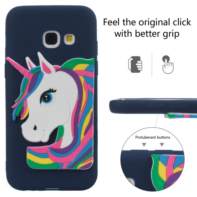 Lovely 3D Unicorn Soft TPU Cell Phone Case for Samsung Galaxy A3 (2017) - Dark Blue-6