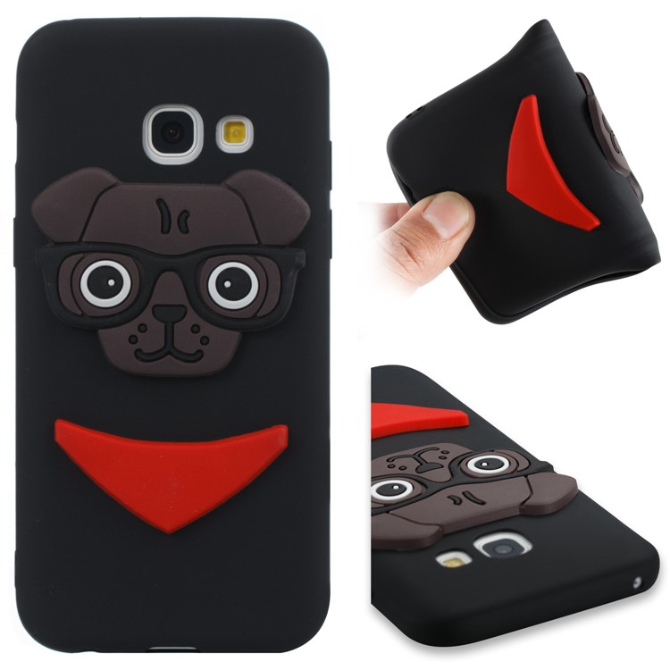 Lovely Dog Pattern TPU Phone Case for Samsung Galaxy A3 (2017) - Black-1