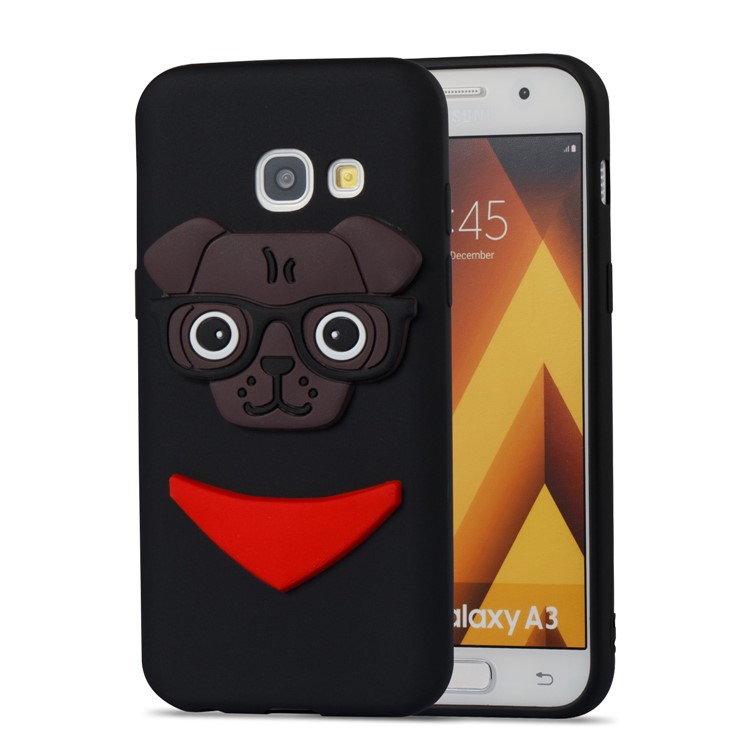Lovely Dog Pattern TPU Phone Case for Samsung Galaxy A3 (2017) - Black-4