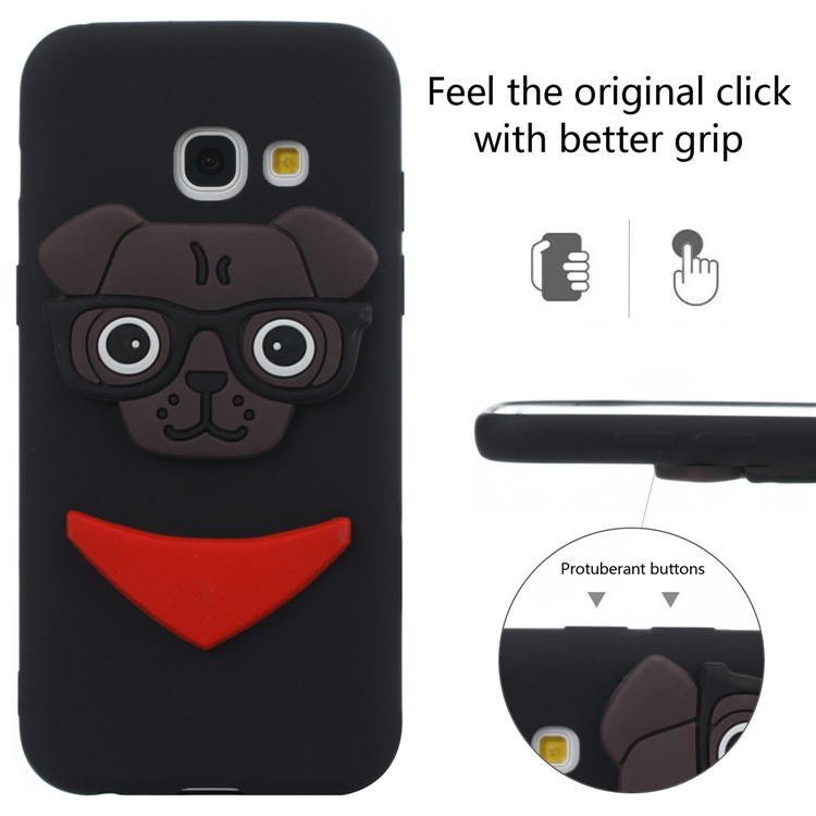 Lovely Dog Pattern TPU Phone Case for Samsung Galaxy A3 (2017) - Black-6