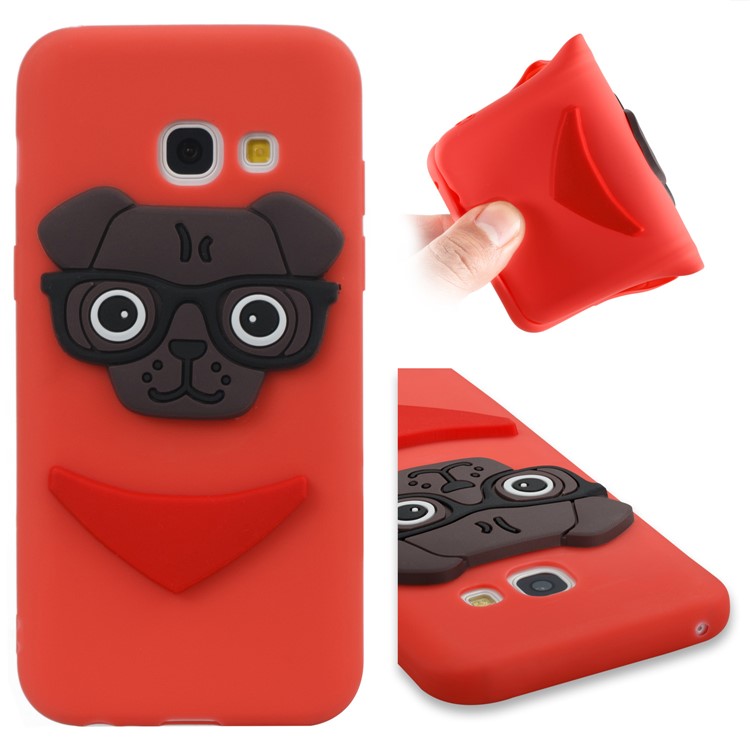 Lovely Dog Pattern Soft TPU Shell Case for Samsung Galaxy A3 (2017) - Red-1
