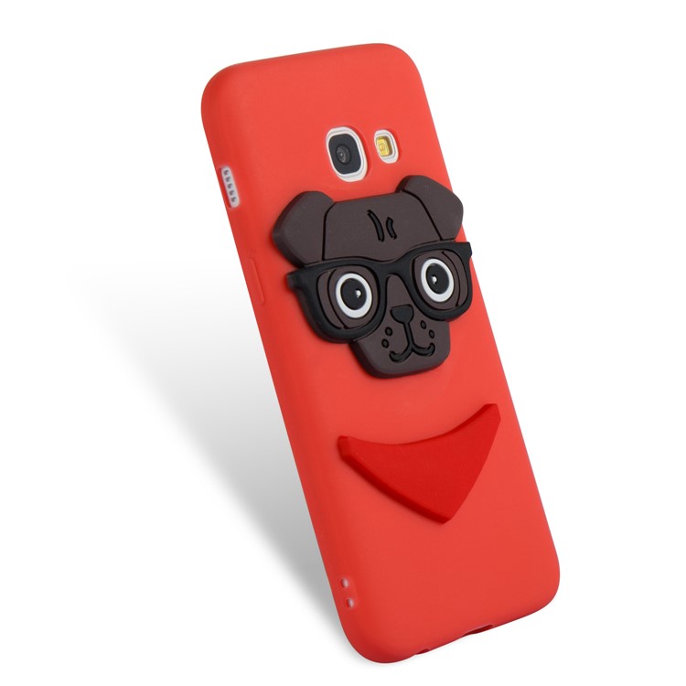Lovely Dog Pattern Soft TPU Shell Case for Samsung Galaxy A3 (2017) - Red-5