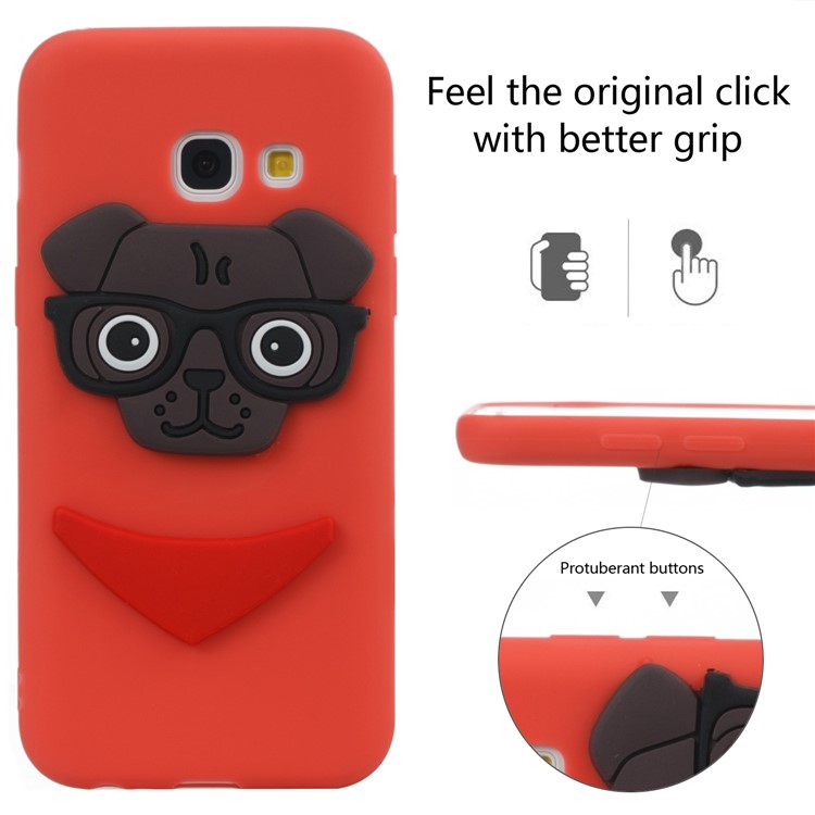 Lovely Dog Pattern Soft TPU Shell Case for Samsung Galaxy A3 (2017) - Red-6
