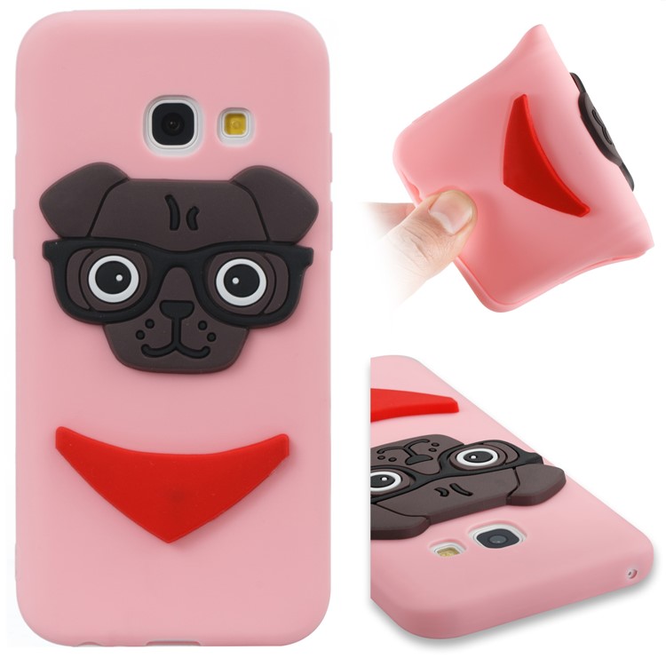 For Samsung Galaxy A3 (2017) Lovely Dog Pattern TPU Protective Back Phone Casing - Pink-1