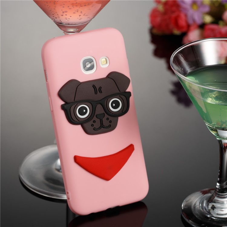 For Samsung Galaxy A3 (2017) Lovely Dog Pattern TPU Protective Back Phone Casing - Pink-3
