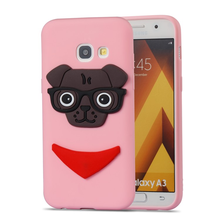 For Samsung Galaxy A3 (2017) Lovely Dog Pattern TPU Protective Back Phone Casing - Pink-4